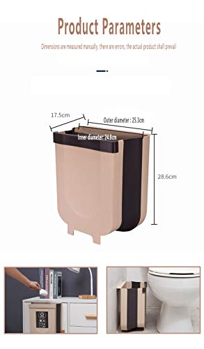 DXIA Cubos de Basura Plegable, Contenedor de Basura Colgar, Pequeño Compacto Cubo De Basura, Se Puede Acoplar a Puertas de Armario, para la Cocina, Dormitorio Coche, Cuarto de baño, 9L (Blanco)