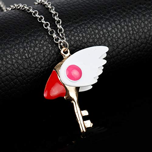 DYKJ Hot Anime Card Captor Sakura Collar Sweet Sakura Wand Key Colgante Collar Charms Colgantes Collier Mujeres Chica Moda Collar