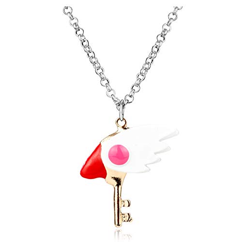 DYKJ Hot Anime Card Captor Sakura Collar Sweet Sakura Wand Key Colgante Collar Charms Colgantes Collier Mujeres Chica Moda Collar