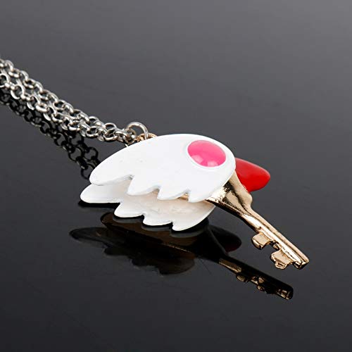 DYKJ Hot Anime Card Captor Sakura Collar Sweet Sakura Wand Key Colgante Collar Charms Colgantes Collier Mujeres Chica Moda Collar