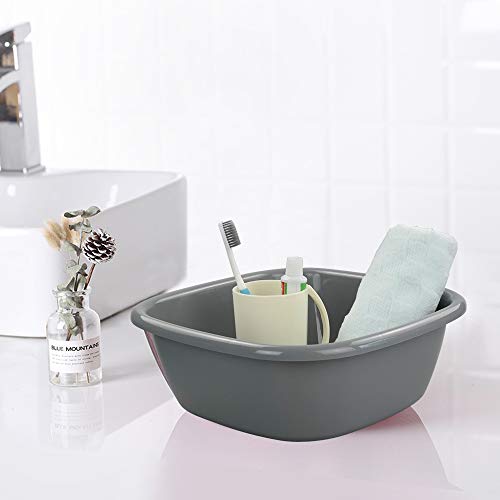 Dynko Lavabo Cuadrado de Plástico, Barreños Pequeños, Gris, Set de 4