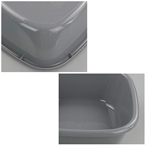 Dynko Lavabo Cuadrado de Plástico, Barreños Pequeños, Gris, Set de 4