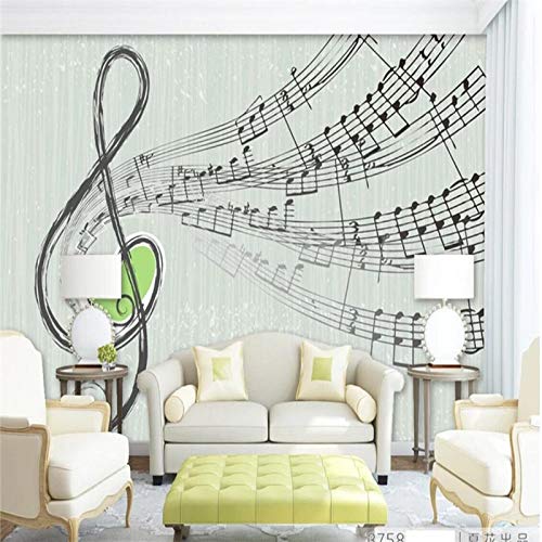 DZBHSCL Murales De Pared 4D Papel Pintado,Símbolo De Música Negra Creativa Moderna Partituras Arte HD De Gran Tamaño De Impresión Papel Tapiz Foto Póster para Casa Salón Dormitorio Decoración De Las