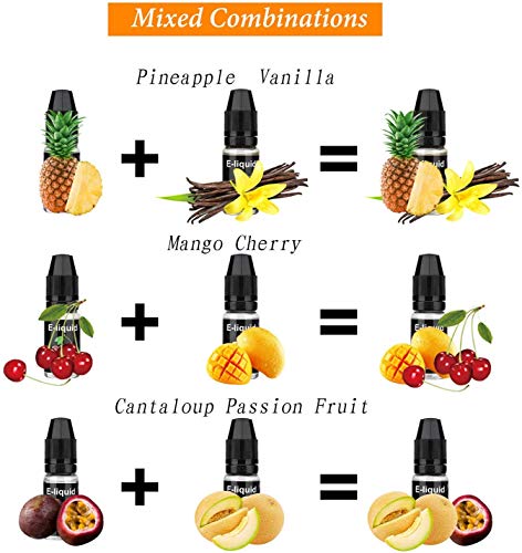 E Liquido, E Liquido Vaper Electronic Cigarette E-Liquido 50VG/50PG, E-Liquid sin Nicotina 12x10ml, E Liquid set para Cigarrillos Electronicos Fruta