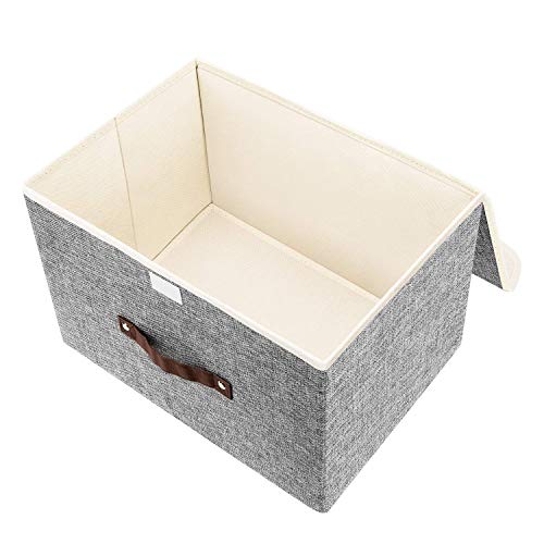 E-MANIS Cajas de almacenaje,Cajas de Almacenamiento con Tapas,Set de 3 Organizadores de Juguetes,Ropa y Libros para Dormitorios y Estanterías (Gris)