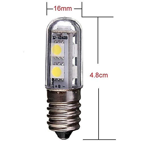 E14 Bombilla LED para lámpara de refrigerador, 1W, 220V CA, 7 leds SMD 5050, Bombilla LED blanca, Para luz de refrigerador, Lámpara de costura, Mini luz de mesa, 2 paquetes