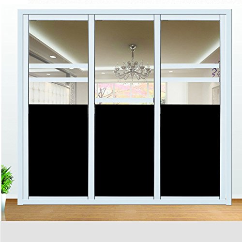 EASEHOME Vinilo Ventana Autoadhesiva Pegatina de Ventana Cristal Película Decorativa Papel Adhesivo Láminas Electrostatica Film Estática Opaco 17.3"x78.7"(44x200cm), Negro