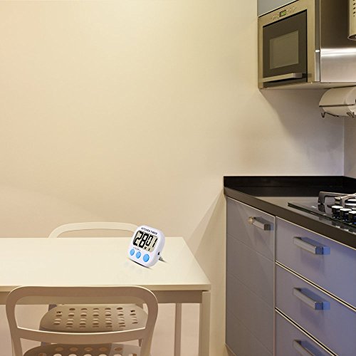 eBoot Magnético Digital Temporizador De Cocina con Alarma Ruidosa y Pantalla LCD Grande (Blanco Azul)