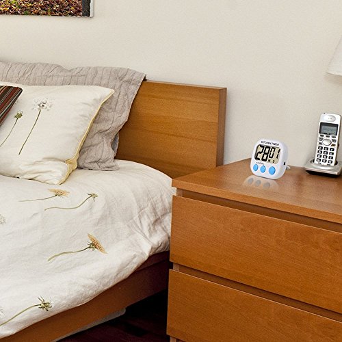 eBoot Magnético Digital Temporizador De Cocina con Alarma Ruidosa y Pantalla LCD Grande (Blanco Azul)