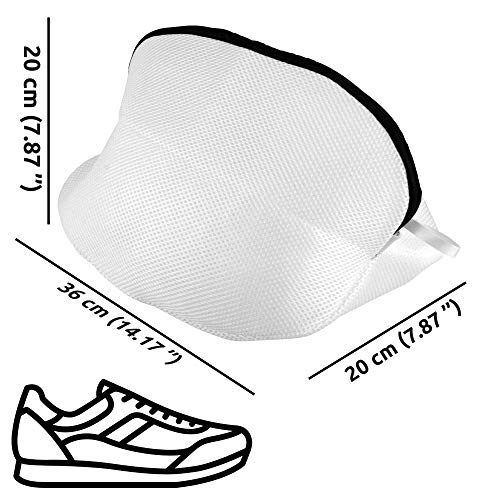 ECENCE 2X Mallas de lavandería para Zapatos, 2 Bolsas de Lavado para Zapatillas con Cremallera, Saco para Guardar Ropa, Malla para Zapatos para Lavadora, Bolsa para Zapatos para Viajar