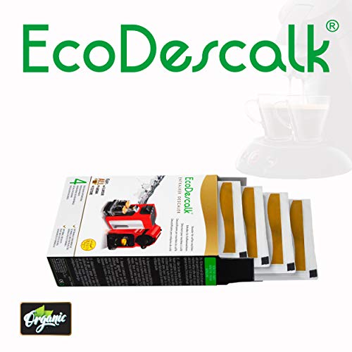 EcoDescalk Ecológico en Polvo, 2x4 Sobres. Descalcificador 100% Natural. Limpiador para Cafeteras. Todas Las Marcas. 8 Descalcificaciones. Producto CE.