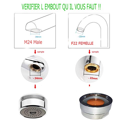 Economizador de Agua Lavabos Aireador Grifo Rocío Espuma Ahorrador de Agua Anti-Calcáreo Cromado Rosca Estándar Macho Hembra Reducción del Consumo de Agua Ajustable 30%-80%