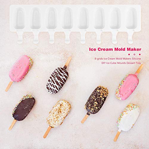 EDCV DIY Moldes para Cubitos de Hielo Moldes para postres 4/8 Rejillas Moldes para Helados Bandejas para Cubitos de Hielo Máquina para Hacer paletas de Silicona Silicona, S