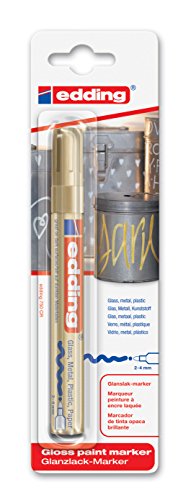 edding e-750/1-53 - Blíster con 1 rotulador permanente tinta opaca, color oro