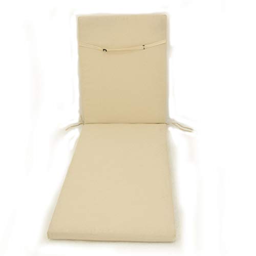 Edenjardi Pack 2 Cojines para Tumbona de Exterior Color Beige | Tamaño 196x60x5 cm | Repelente al Agua | Desenfundable | Portes Gratis