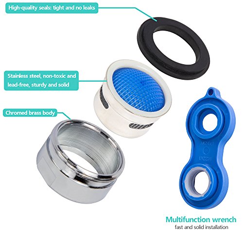 EFANTUR Filtro de Grifo Aireador Atomizador 20 unidades con la llave ingresa Pulverizador Economizador de boquillas 24 mm (M24) para cocina (ahorro de agua)
