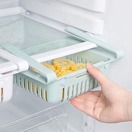 EFGS Ajustables Refrigerador Cajón Cajas Almacenaje, Portátil Durable Cocina Nevera Almacenamiento Contenedor,4Pack