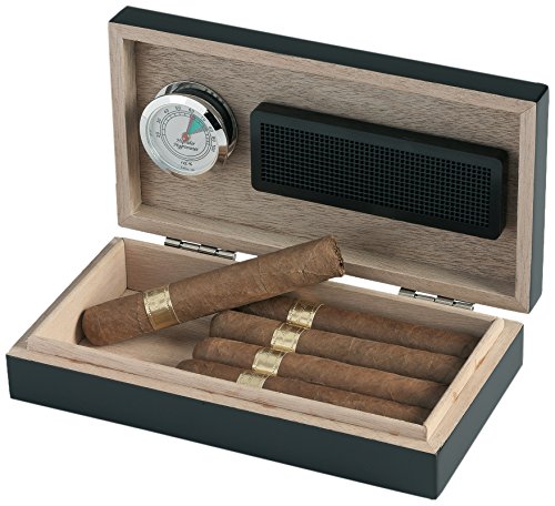 Egoist JK00179 Humidificador Humidor con hygrómetro para puros, habanos o tabacos - 5 cigarros, color negro