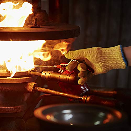 Egurs Guantes Profesionales Resistentes a Altas temperaturas Guantes retardantes de aramida para fundición de Metales, fundición Industrial, horneado en Horno, Barbacoa al Aire Libre, etc.