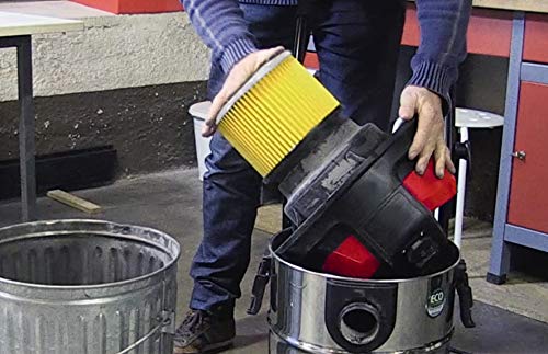Einhell Filtro de repuesto plisado original con cubierta, adecuado para aspirador seco / húmedo, usar al aspirar en seco