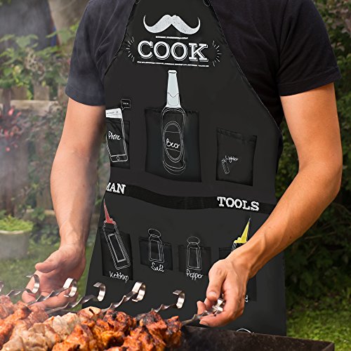El Delantal Barbacoa para Hombre Bolsillos para Condimentos Necesarios para Esa Barbacoa Cocina al Aire Libre y Fiestas de BBQ