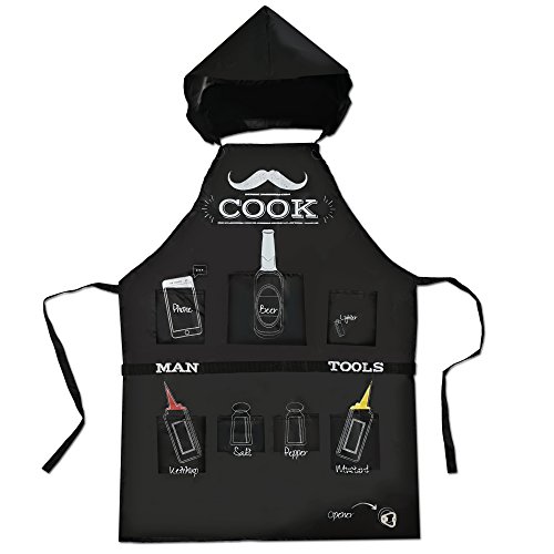 El Delantal Barbacoa para Hombre Bolsillos para Condimentos Necesarios para Esa Barbacoa Cocina al Aire Libre y Fiestas de BBQ