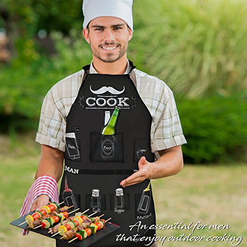 El Delantal Barbacoa para Hombre Bolsillos para Condimentos Necesarios para Esa Barbacoa Cocina al Aire Libre y Fiestas de BBQ