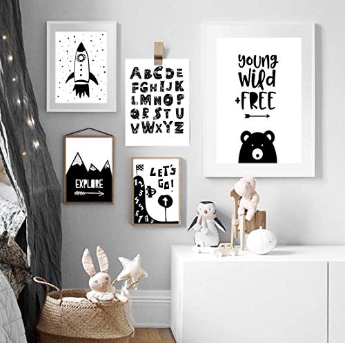 ELAFI Set de 3 Carteles para habitación Infantil A4 sin Marco | Cartel Infantil de Estilo escandinavo | Póster de bebé para habitación de bebé | Imágenes para niñas y niños.