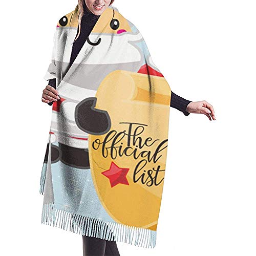 Elaine-Shop Papá Noel Envoltura de chal de panel de tamaño infantil Pañuelo de invierno Bufanda de capa de cachemira