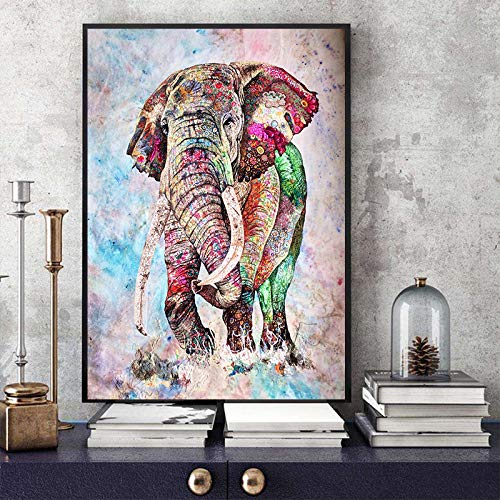 Elefante Carteles e impresiones Arte de la pared Imágenes abstractas de animales Cuadro Lienzo Pintura Sala de estar Decoración del hogar 70x90 cm
