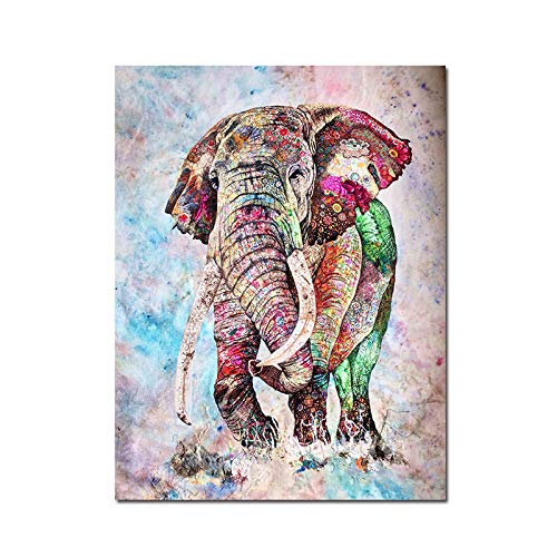 Elefante Carteles e impresiones Arte de la pared Imágenes abstractas de animales Cuadro Lienzo Pintura Sala de estar Decoración del hogar 70x90 cm
