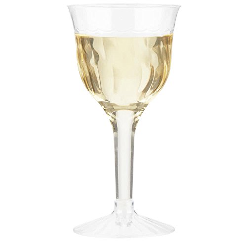 Elegante rígida de plástico copas de vino/vaso/cristal – claro – 6oz (170ml) – Pack de 10