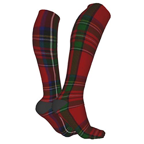 Elegante Royal Stewart Tartan Plaid Unisex Adulto Largo Deportes Socking Enfermera Médica Calcetines de Compresión Calentadores de Piernas para Teen Football Travel Running