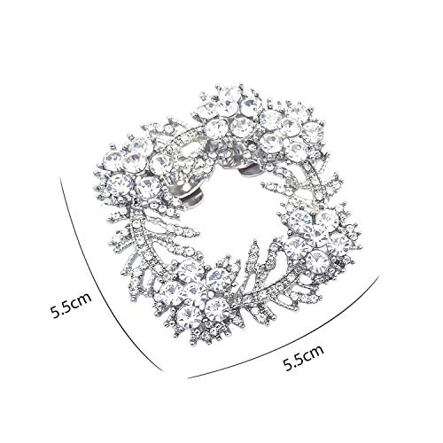 Elegantpark Crystal Decoraciones Mujeres Clips para zapatos Rhinestones Charms Square Clamp Hebilla Zapatos de boda Accesorios Plateado 2 piezas