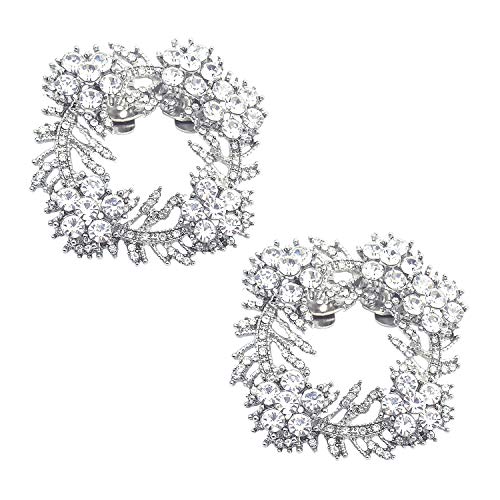 Elegantpark Crystal Decoraciones Mujeres Clips para zapatos Rhinestones Charms Square Clamp Hebilla Zapatos de boda Accesorios Plateado 2 piezas
