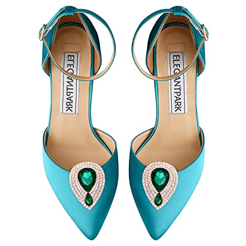 Elegantpark FL Diseño de gotitas de agua Clips de zapatos Joyería Decoraciones Encantos Accesorios del banquete de boda Verde 2 piezas