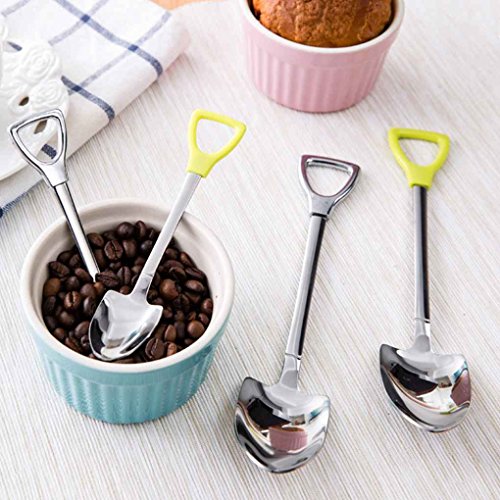 Elenxs Forma de acero inoxidable Pala té café Cuchara de azúcar helado Cuchara de postre