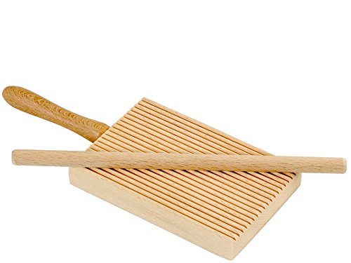 ELETTRO CENTER Item 298 Ridged Gnocchi Board and Garganelli Pasta Rod, madera, beige