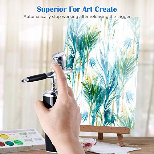 Elikliv Cepillo por Aire Rotativo Kit,Portátil sin Cables Tratamiento Rotativo,Mini USB Recargable Compresor,6 Cc Copa,0.3mm Aguja,Bajo Ruido Para Arte Hobby Maquillaje Manicura Cake Decoración