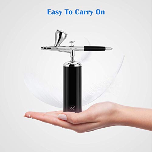 Elikliv Cepillo por Aire Rotativo Kit,Portátil sin Cables Tratamiento Rotativo,Mini USB Recargable Compresor,6 Cc Copa,0.3mm Aguja,Bajo Ruido Para Arte Hobby Maquillaje Manicura Cake Decoración