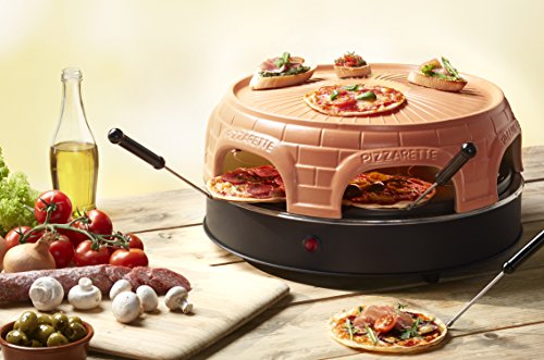 Emerio Po de 115848 Pizza Salva Original, Pizza Horno para 6 personas con handg. Campana de barro terracota, Negro