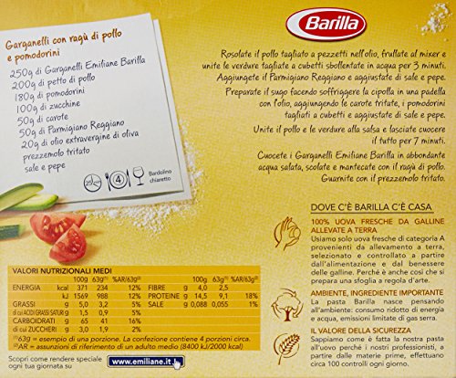 Emiliane Barilla Pasta con Huevo Garganelli, 250 gr
