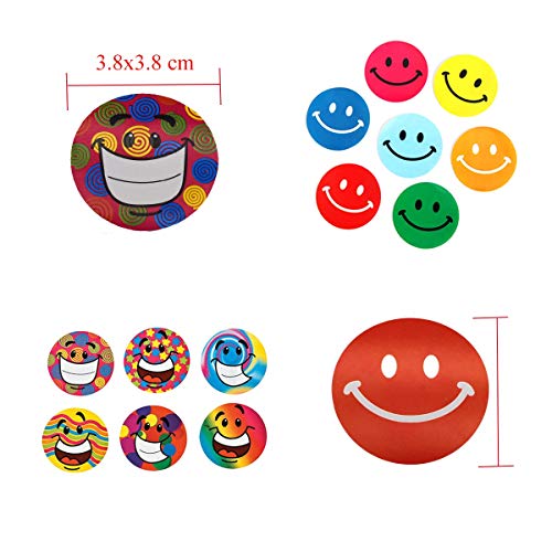 Emoji Sonrisa Pegatina,Xiuyer Grandes Colorido Smiley Etiquetas Engomadas de Recompensa Feliz Ronda Pegatinas Fiesta Regalos de Navidad Smile Stickers para Niños el Profesor(38 * 38mm, 2 Rollos)
