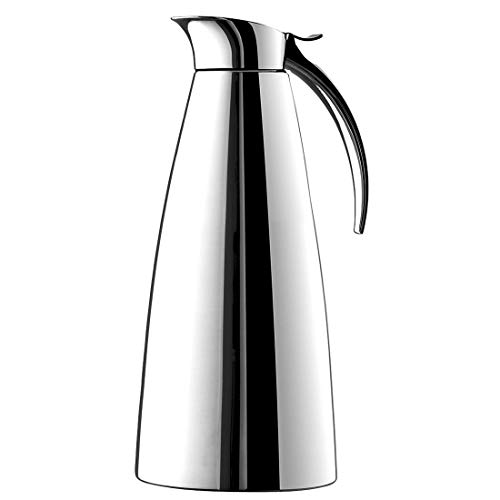 Emsa Termo Eleganza Jarra térmica de acero inoxidable, apertura fácil que permite un fácil llenado y lavado, mantenimiento 12 h caliente y 24 h frío, 1.3 l
