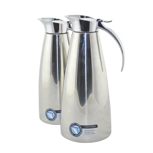 Emsa Termo Eleganza Jarra térmica de acero inoxidable, apertura fácil que permite un fácil llenado y lavado, mantenimiento 12 h caliente y 24 h frío, 1.3 l