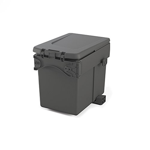 Emuca 8935423 Contenedor de basura incorporado para gabinete con tapa automática, gris antracita, 15 litros