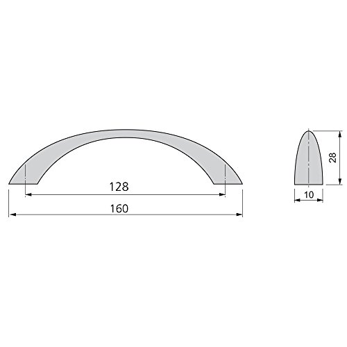 EMUCA - Tirador para Muebles, Tirador para cajón, Armario, Mueble de Cocina, baño, Dormitorio y Oficina, CC 128mm, niquel Satinado