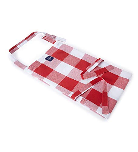 Encasa Homes Delantal de Cocina Ajustable con Bolsillos y toallero - 31 x 25 Inch - Algodón ecológico, Hogar y el Restaurante, Hombres, Mujeres, Cocina, Hornead - Los cheques búfalos Rojos