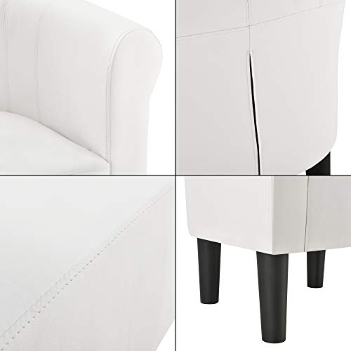 [en.casa] Sillón Relax Elegante Butaca 70x70x58 cm Asiento cómodo de Piel sintética Blanco
