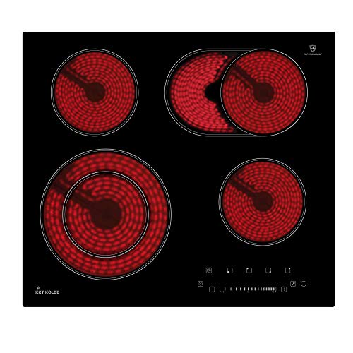 Encimera vitrocerámica 59cm (autosuficiente, 6,6kW, 15 escalones, 4 zonas, sin marco, doble zona, touch slider, zona de tostado, temporizador automático) KFS59RL - KKT KOLBE